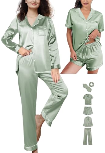 6Pcs Silk Satin Pajamas Set A5700