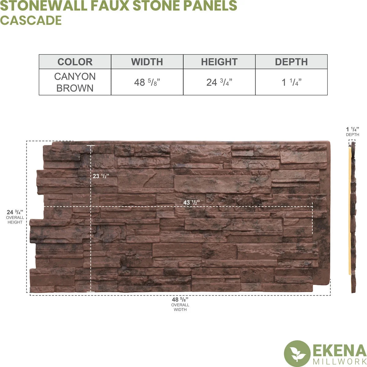 Canyon Brown Faux Stone Siding Panel M97795