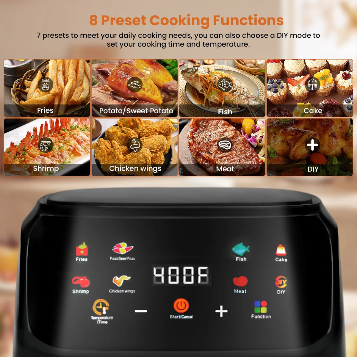 White 7.5QT 8-in-1 Digital Air Fryer H758516