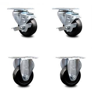 Hard Rubber Caster Set of 4 with 3.5x22 Wheels C472445