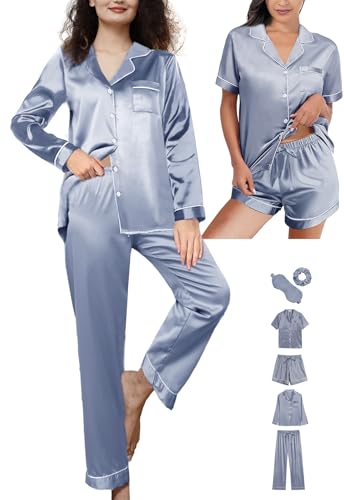 6Pcs Silk Satin Pajamas Set A5700