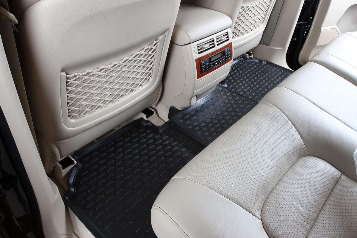Black Floor Mats Front & 2nd Row Seat Liner Set W1142