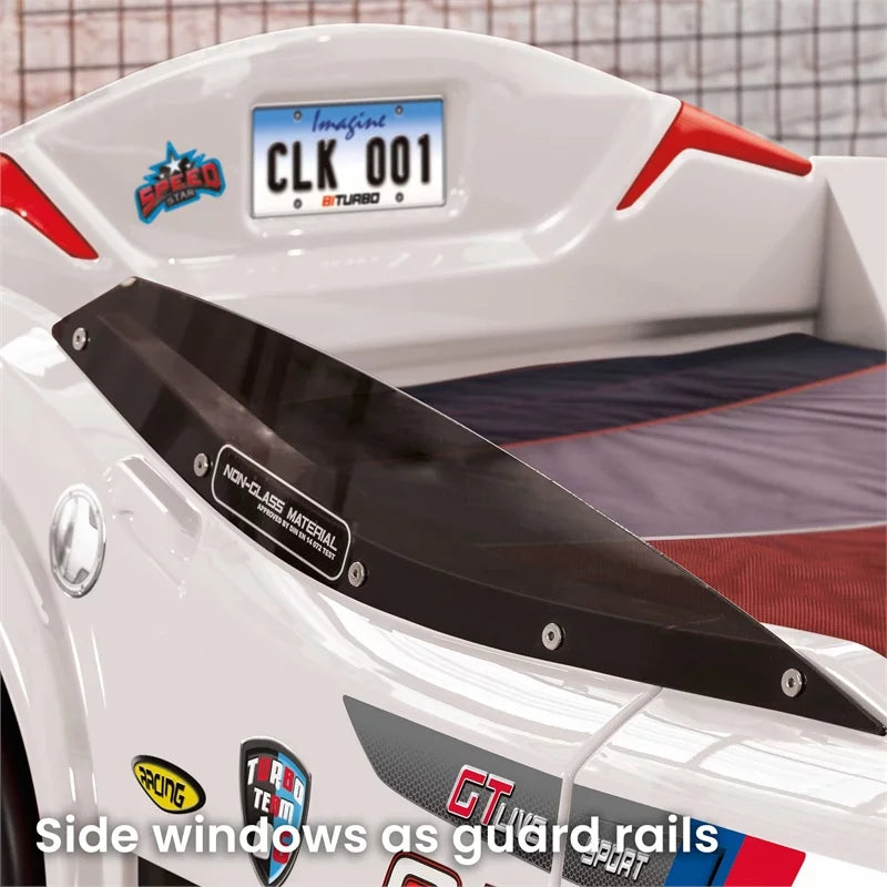 White Wood Twin Race Car Bed T126189