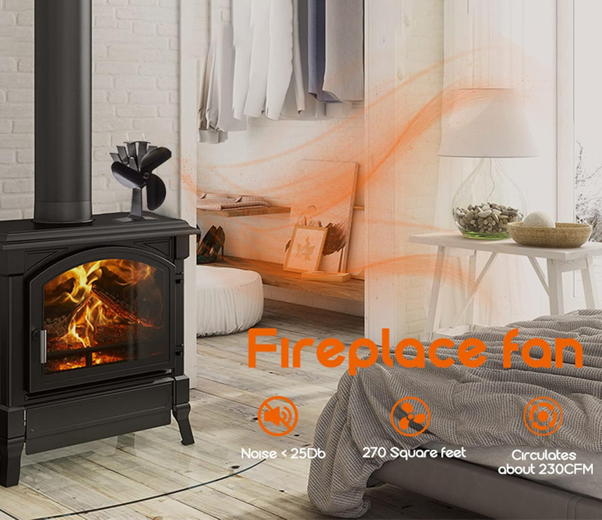 3 Blades Heat Powered Wood Stove Fan Pack of 2 T41032