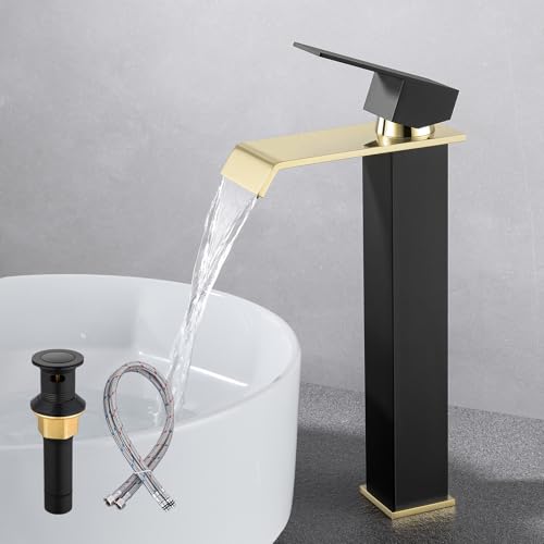 Black and Gold Single-Handle Bathroom Sink Faucet F8290