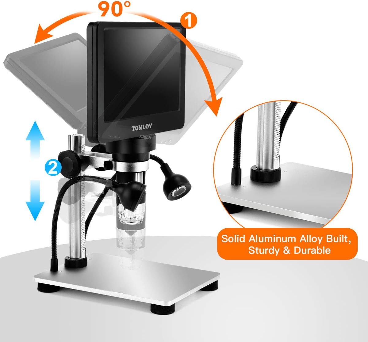 7" LCD Digital Microscope 1200X 1080P 12MP with Metal Stand X1162