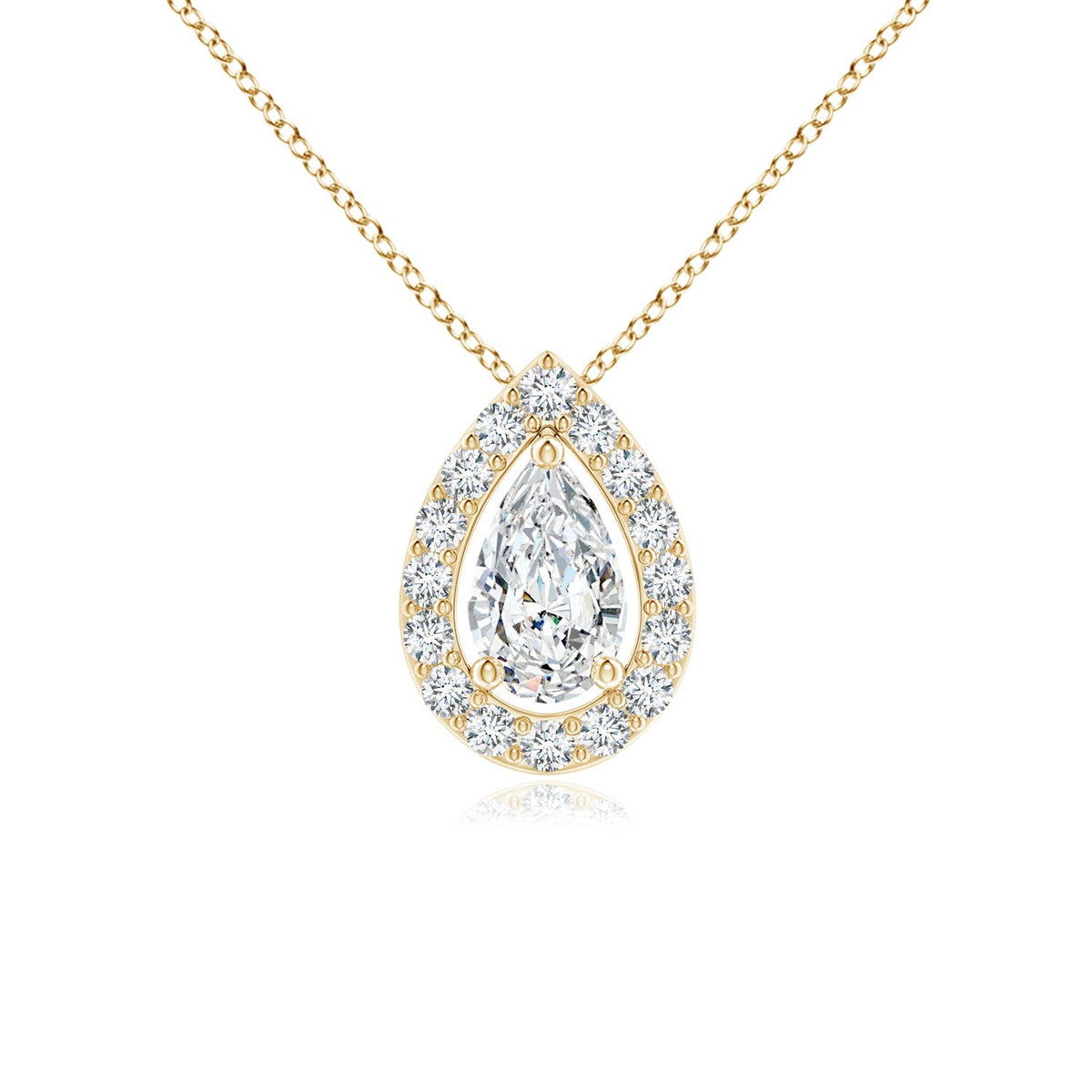 14K Yellow Gold Diamond Solitaire Pendant Necklace W688