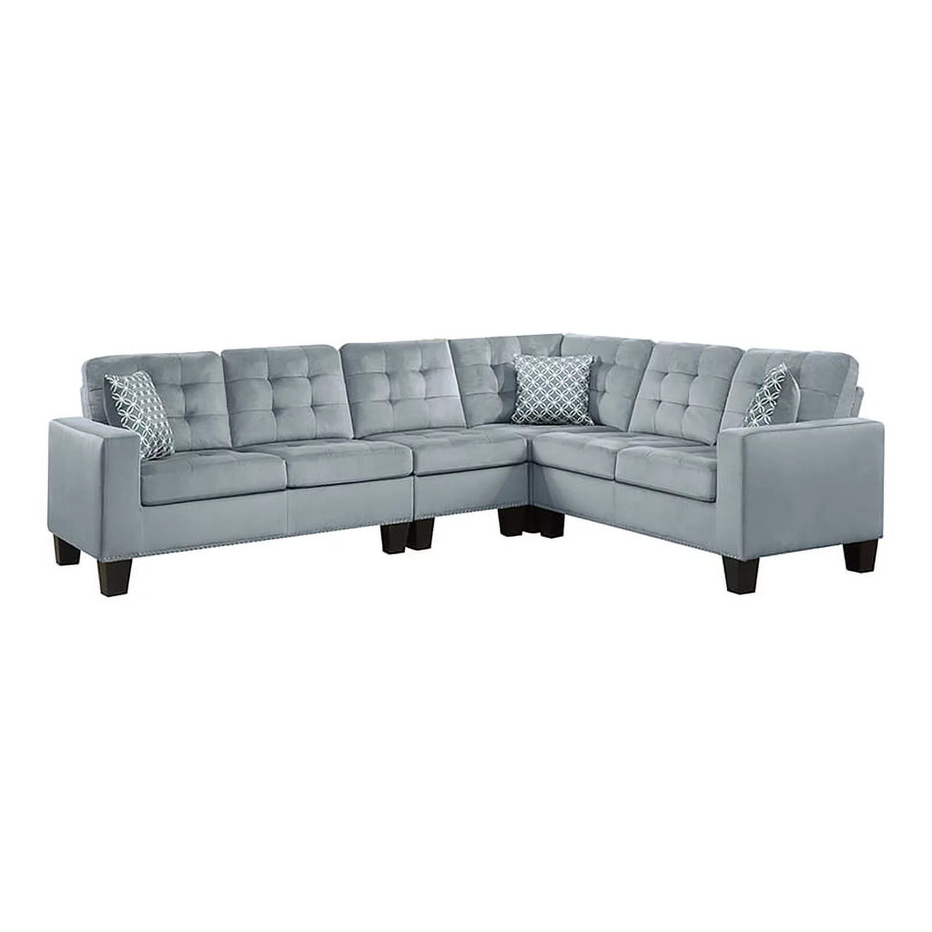 Gray Microfiber Reversible Sectional R396