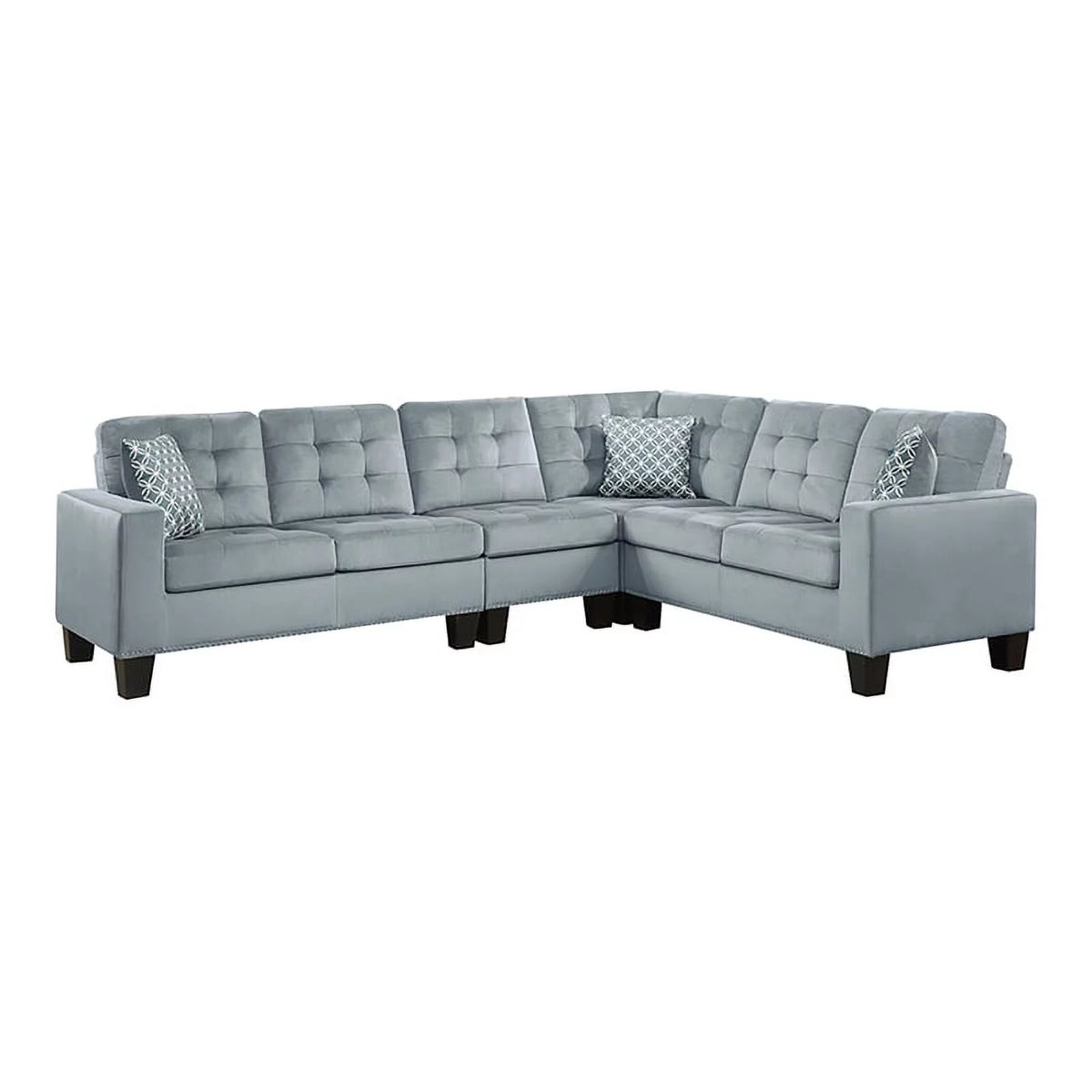 Gray Microfiber Reversible Sectional R396