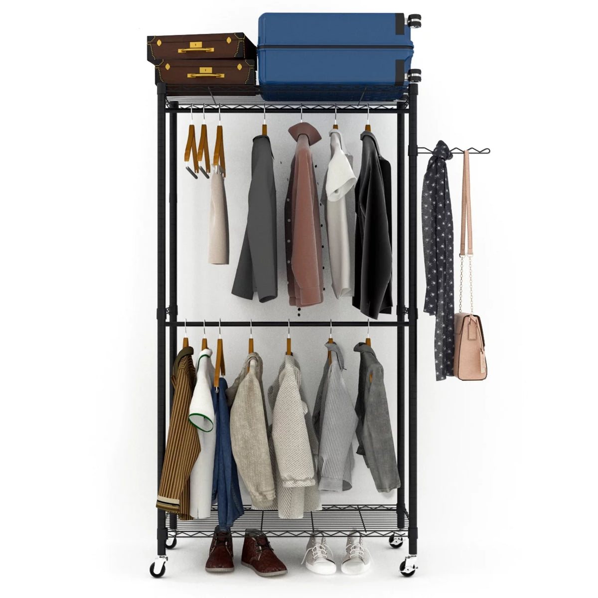 Heavy Duty Rolling Garment Rack Black R211018