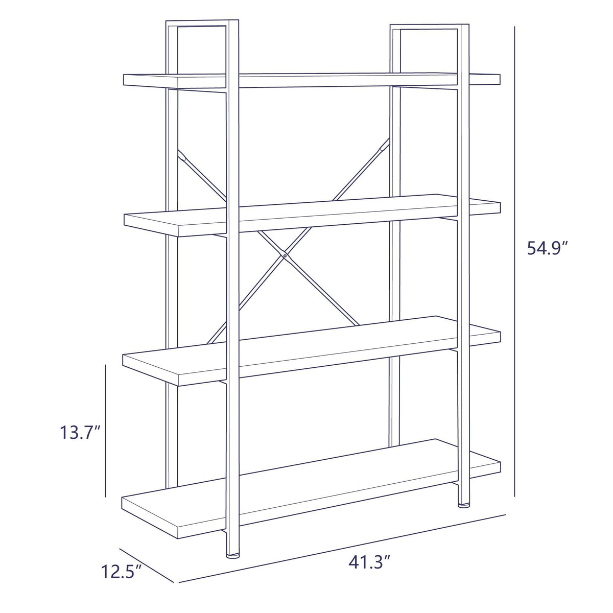 Rustic Oak 3 Shelves Wood & Metal Bookshelf C252165