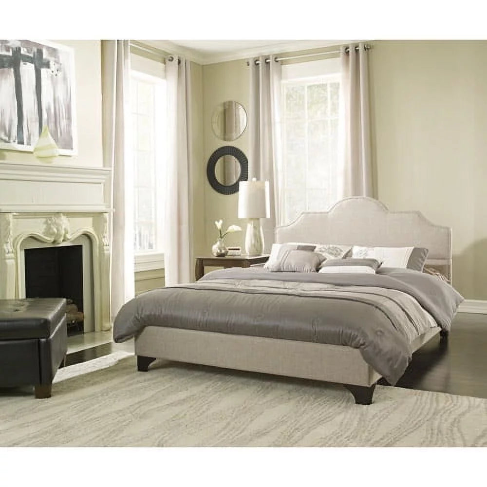 Upholstered Platform Bed with Nailhead Trim Z69842