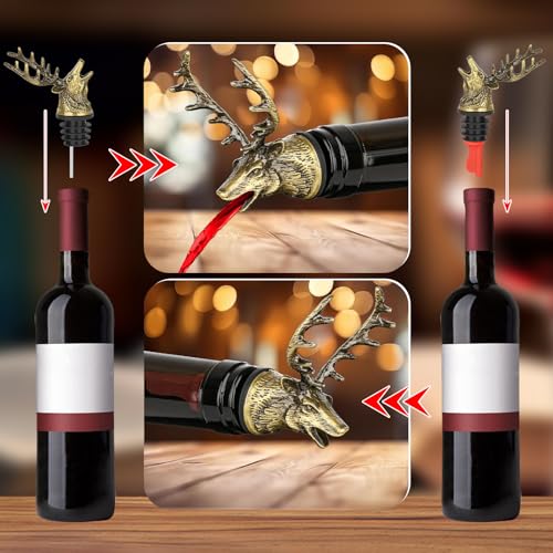 Silver Deer Wine Bottle Pourer and Stopper O342