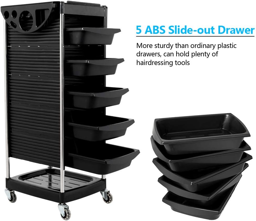Salon Trolley Cart with 5 Drawers & Rolling Wheels L823