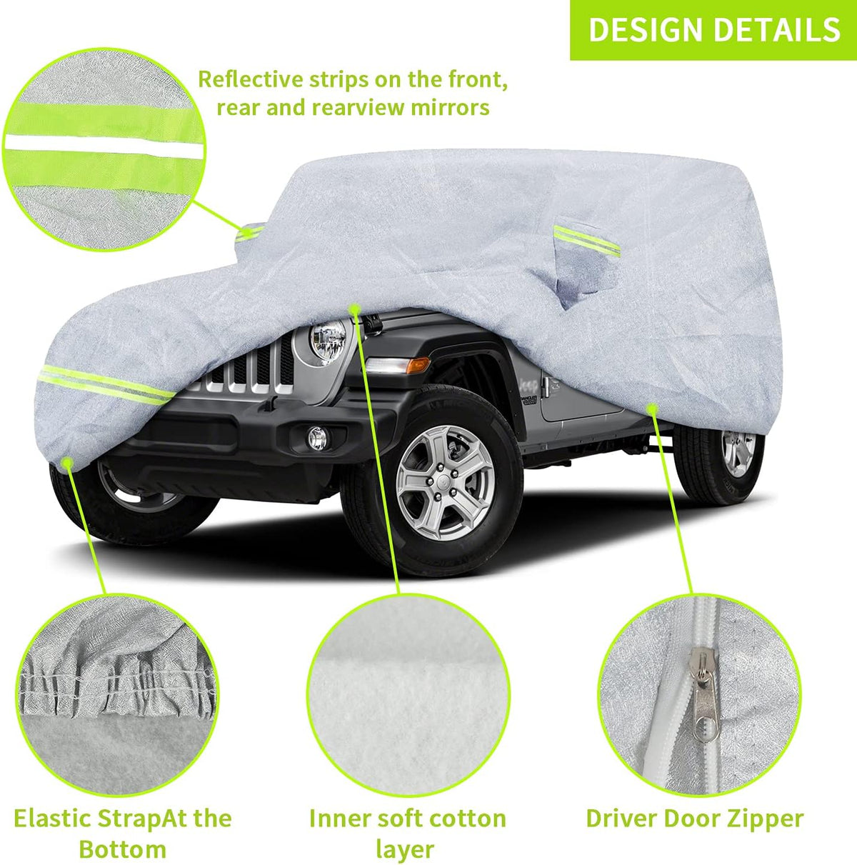 7 Layers Car Cover with Windproof Strap & Driver Door Zipper L708