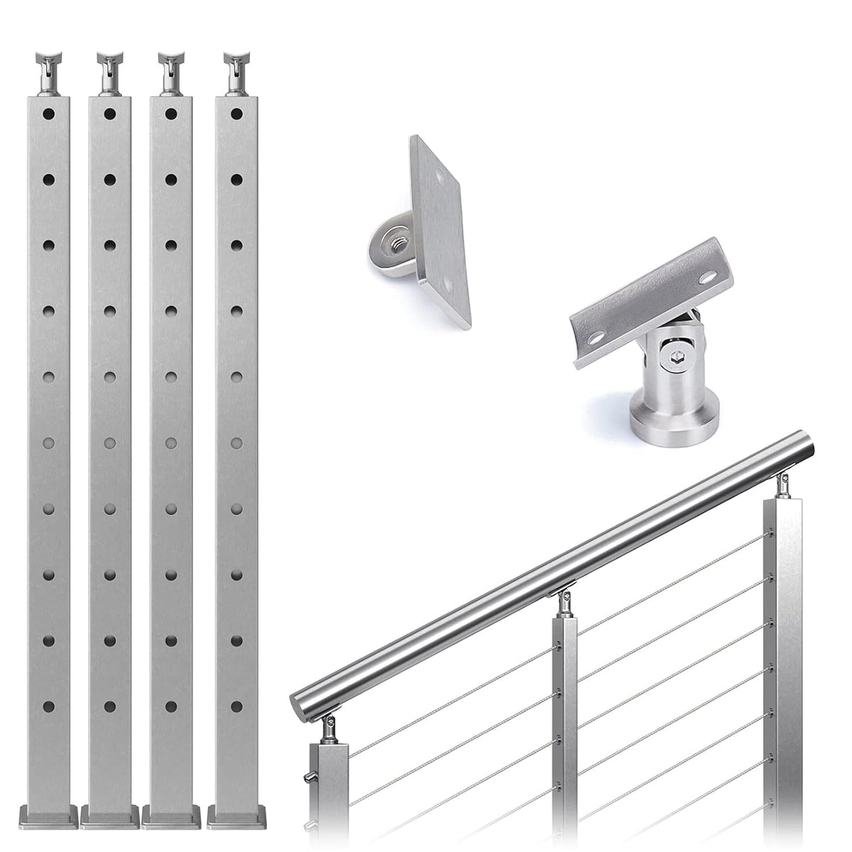 4 Pack Stainless Steel Cable Railing Post G781