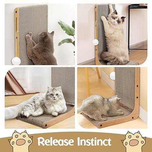 L-Shaped Cat Scratching Pad with Toy Balls U745