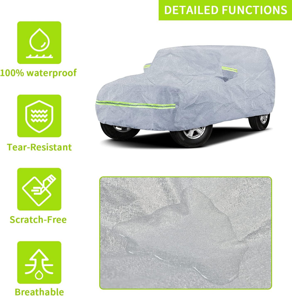 7 Layers Car Cover with Windproof Strap & Driver Door Zipper L708
