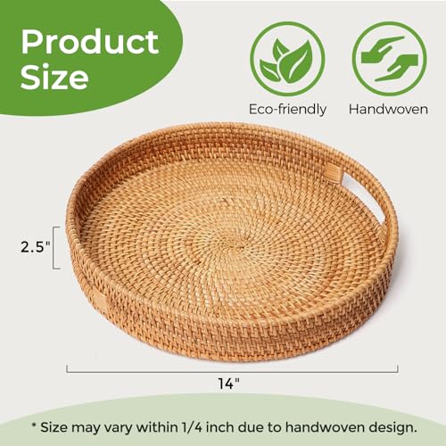 14 Inch Round Serving Tray with Cut Out Handles N1408