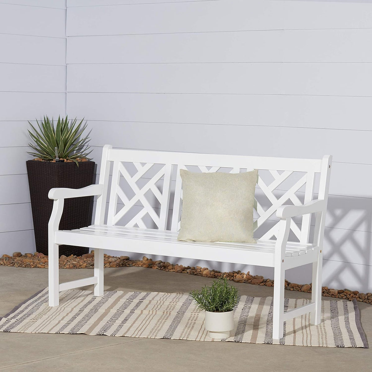 White Acacia Wooden Bench U27940