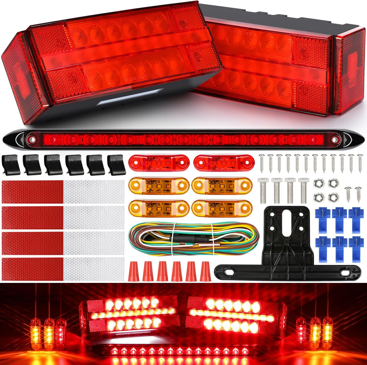 LED Submersible Rectangular Trailer Tail Light Kit C397038