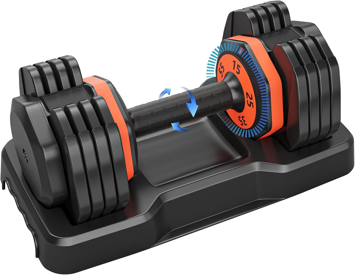 55LB 5 in 1 Single Adjustable Dumbbell with Anti-Slip Metal Handle, Black B943369