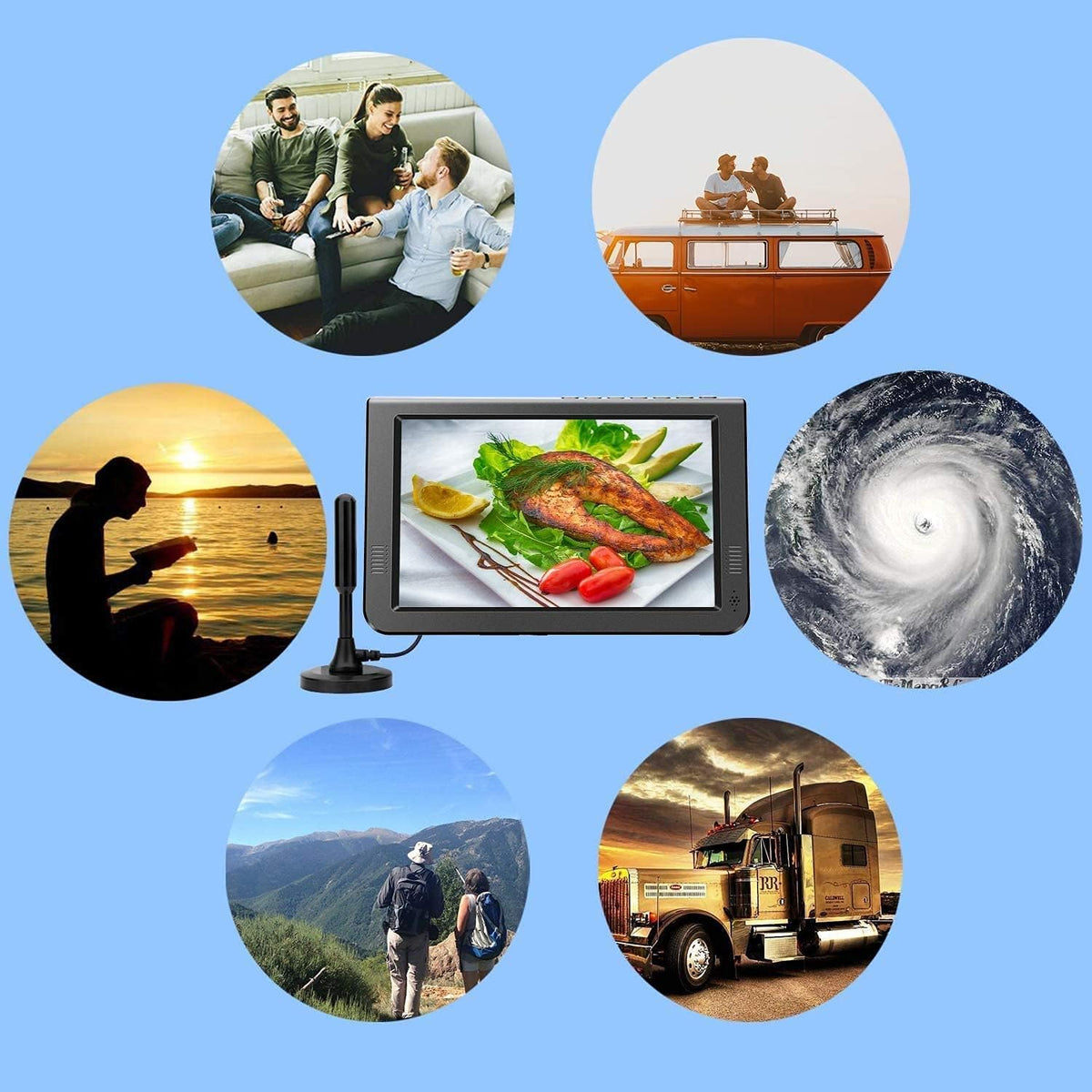 10.6 inch Portable TV with Rechargeable Battery, Built-in ATSC Digital Tuner X655639