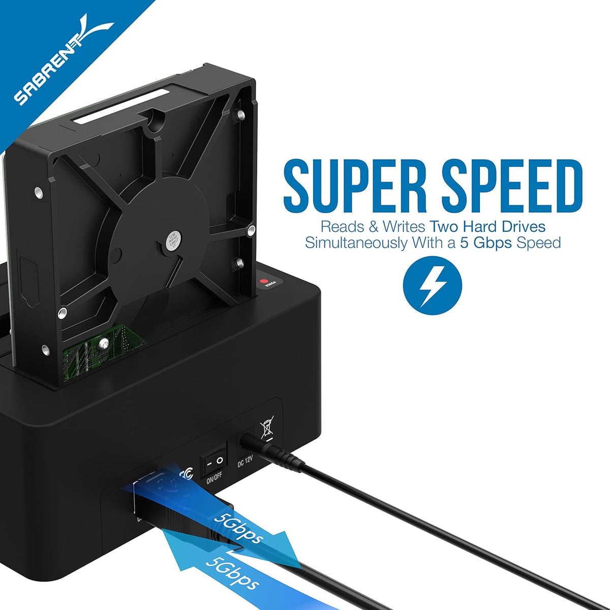 USB 3.0 to SATA Dual Bay External Hard Drive Docking Station for 2.5 or 3.5in HDD SSD with Hard Drive Duplicator Cloner Function 10TB Support Pack of 2 P1127