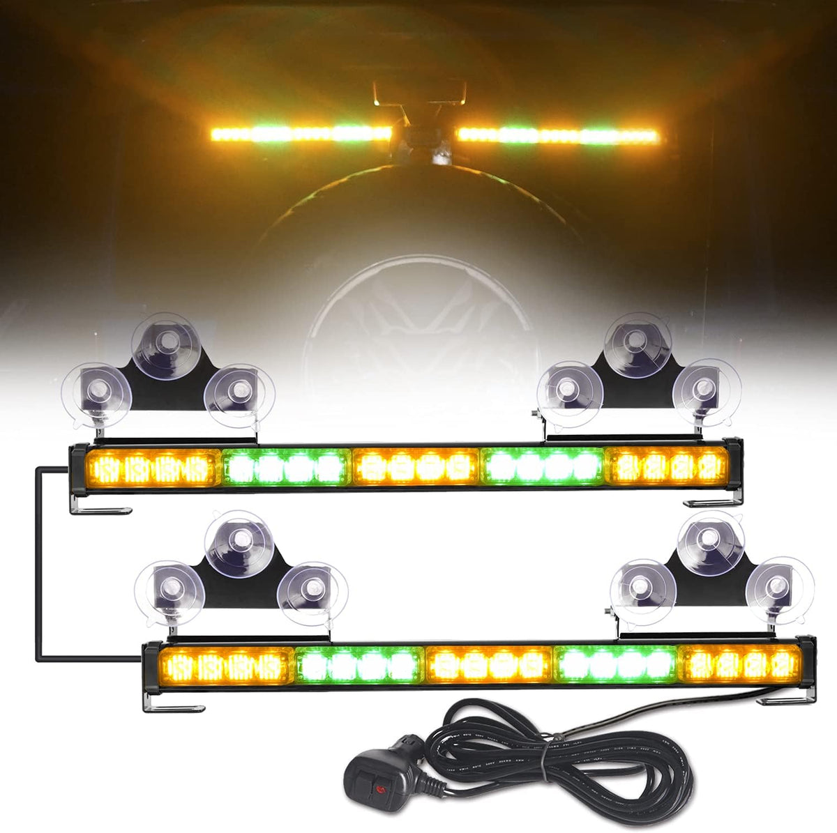 2 in 1 Emergency Flashing LED Traffic Advisor Strobe Light Bar Amber/White R73443