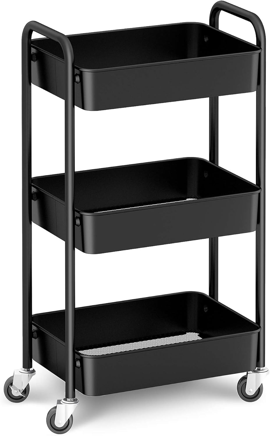 3-Tier Rolling Metal Storage Organizer Cart with Caster Wheels, White A99406