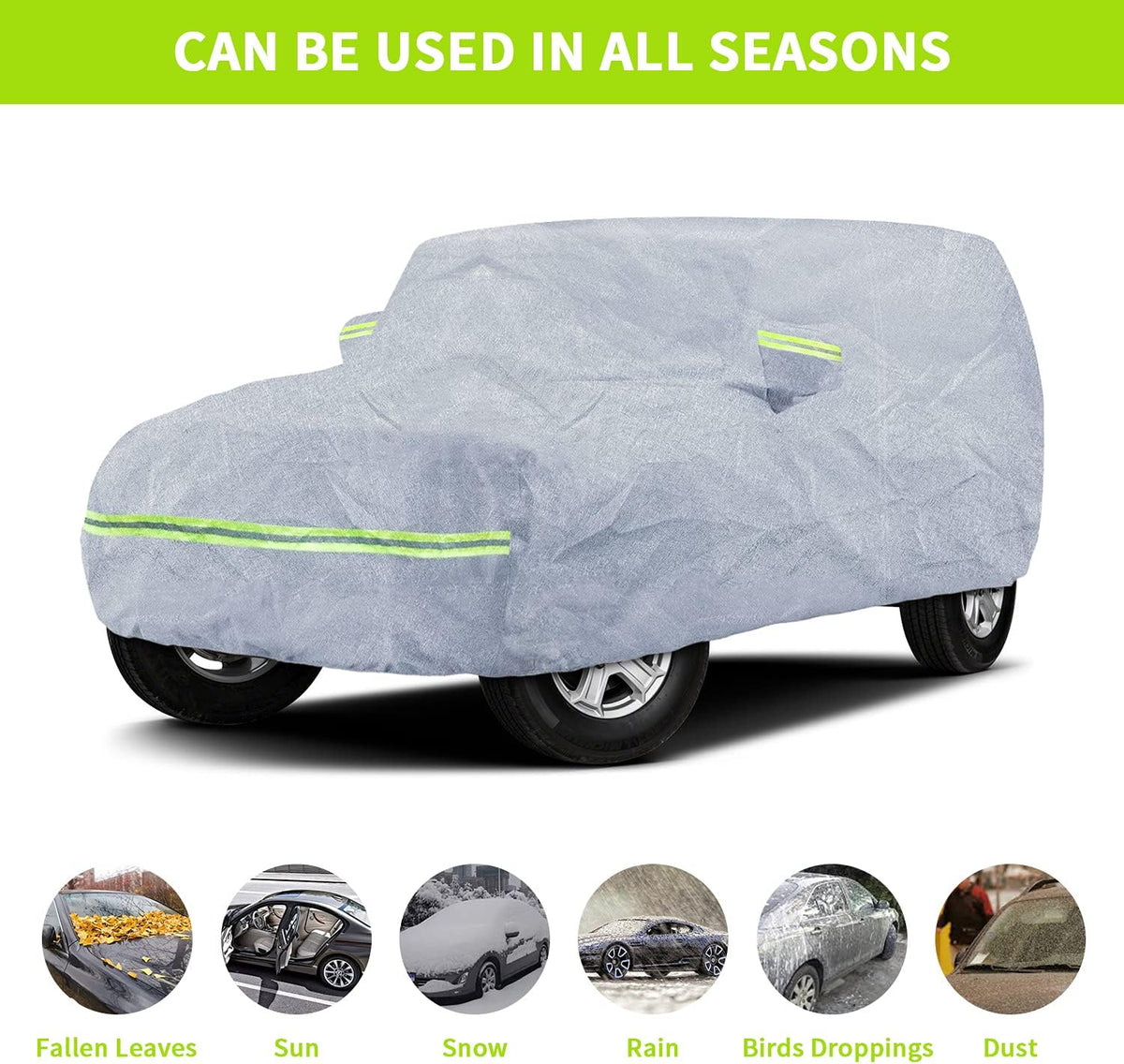 7 Layers Car Cover with Windproof Strap & Driver Door Zipper L708