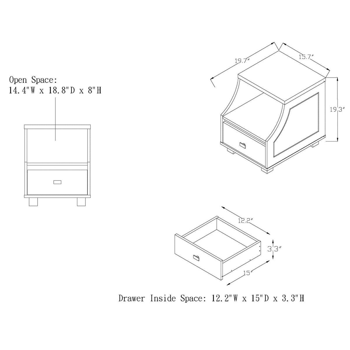 Modern Walnut 1-Drawer Storage End Table R5705