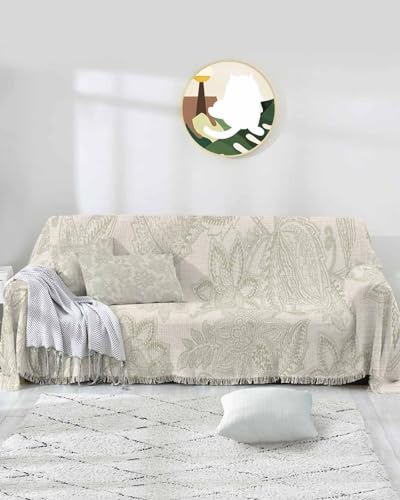 Beige Floral Sofa Cover 71"x102" E129