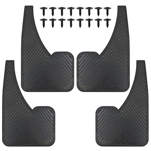 Black Rubber Mud Flaps (4 Pack) with Fastener Rivet Clips M3707