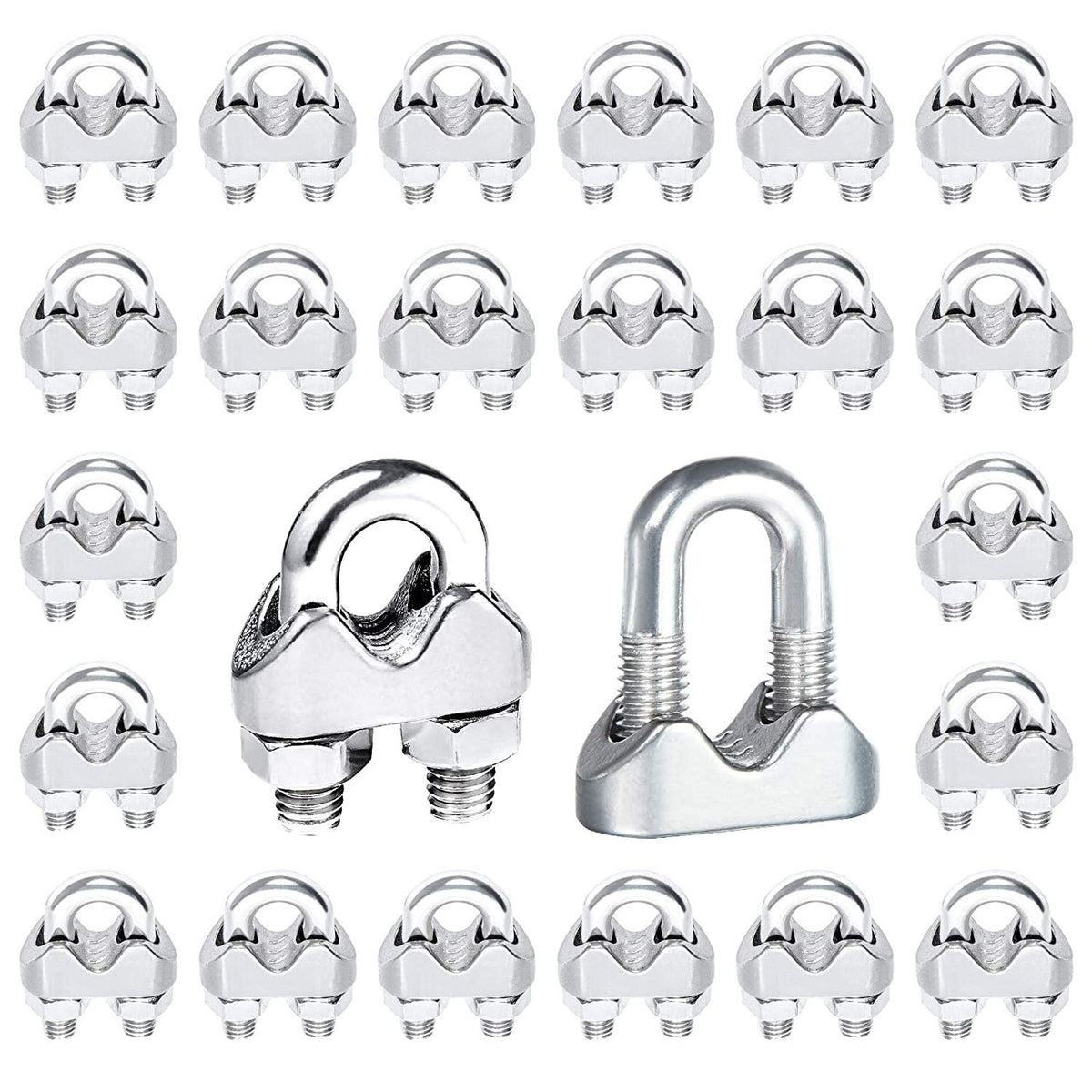 3/16 Inches 304 Stainless Steel Wire Rope Clip 24PCS M9046