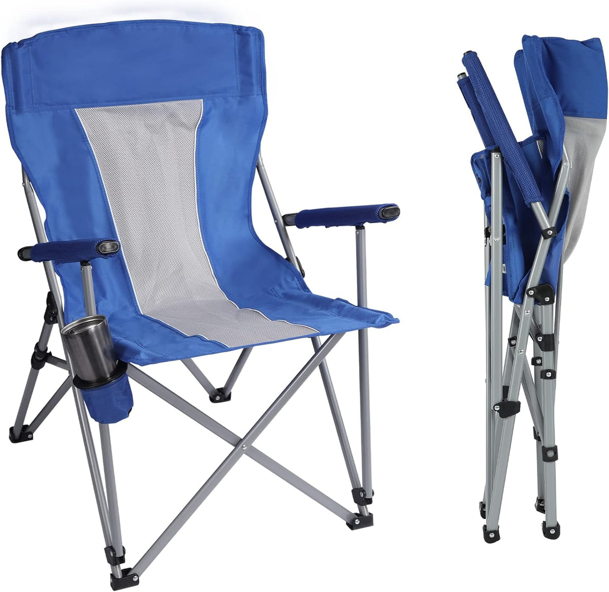Oversized Folding Camping Chairs with Hard Armrests and Cup Holder N87000