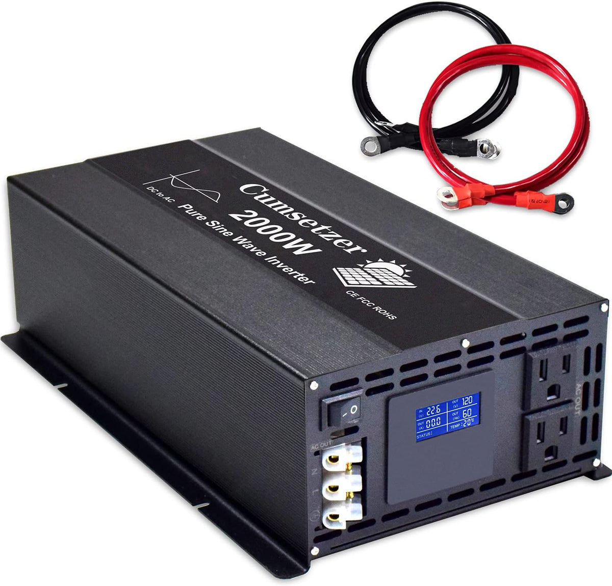 2000W 24V Pure Sine Wave Power Inverter with Dual US Outlet O8936
