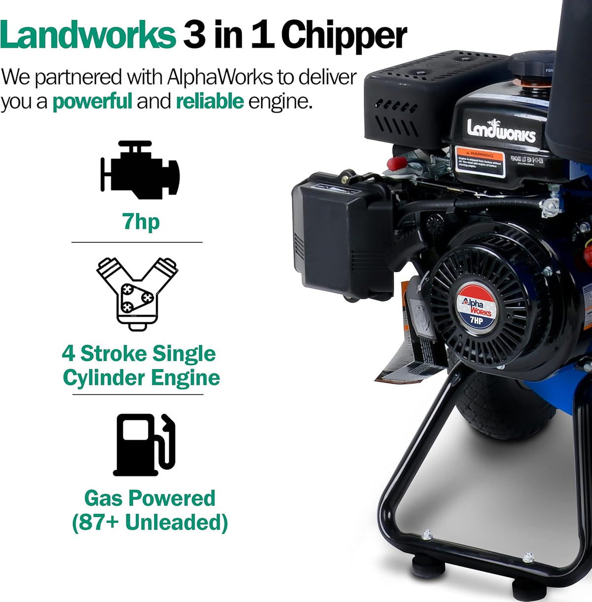 7HP 3 in 1 Wood Chipper Shredder Mulcher O1461