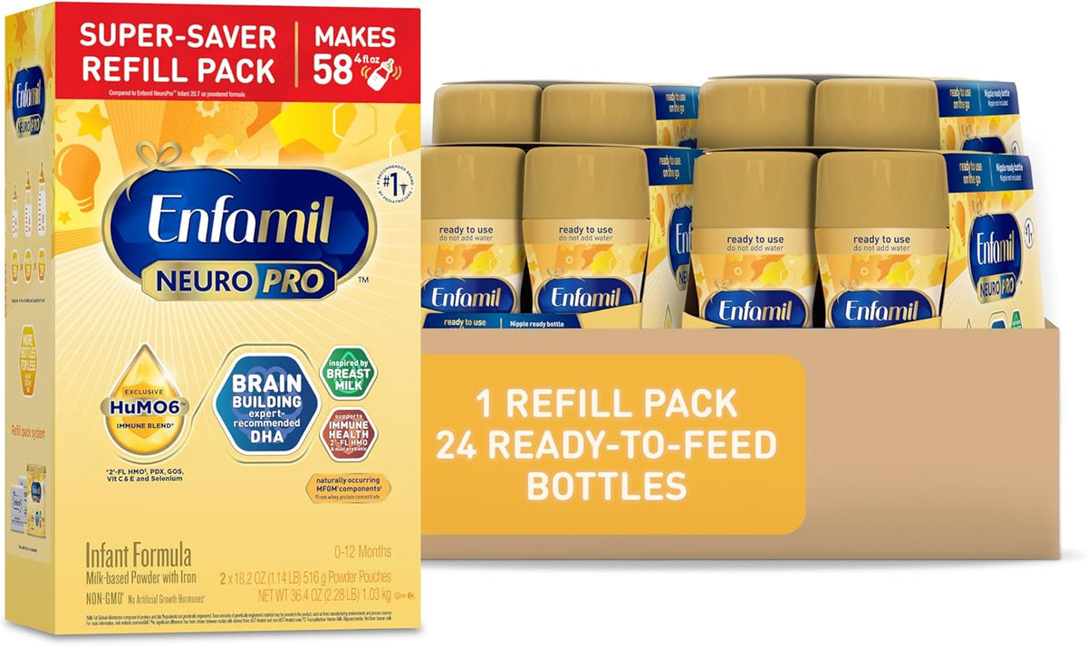 Baby Formula, Non-GMO, 36.4 Oz Refill Box + 8 Fl Oz Liquid (24 Count) A66962