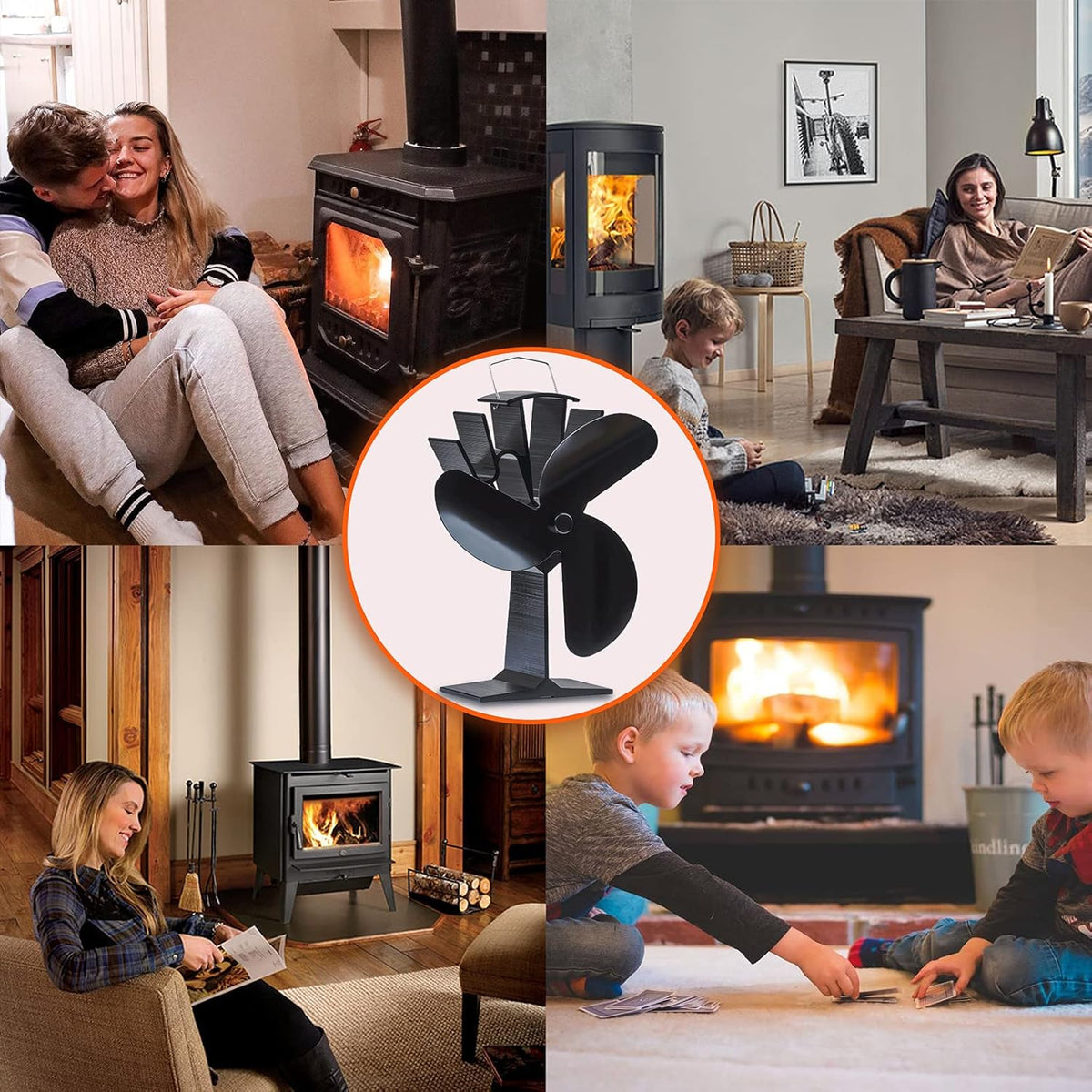 3 Blades Heat Powered Wood Stove Fan Pack of 2 T41032