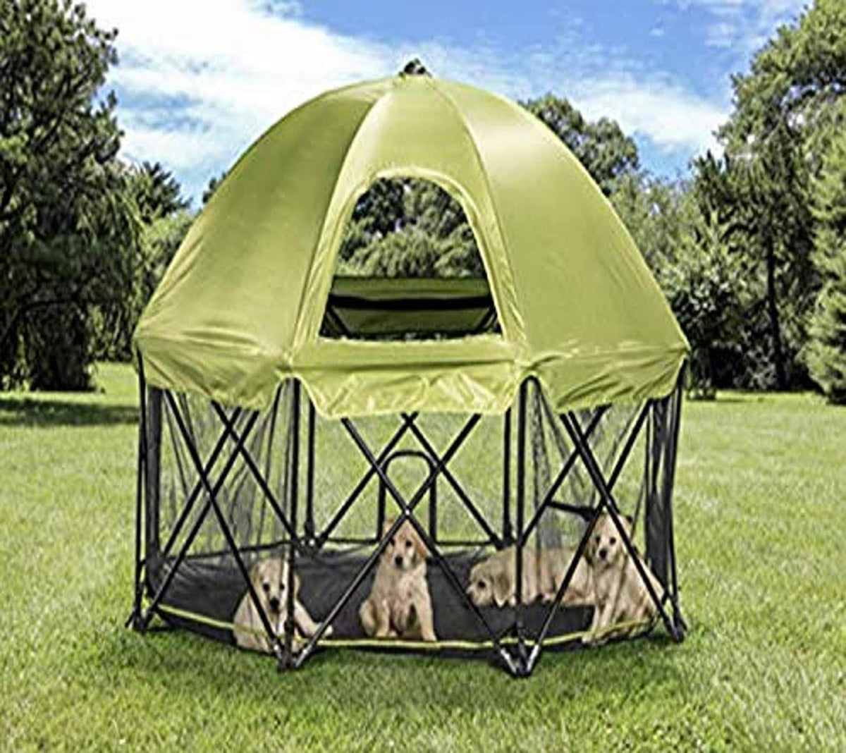 Green Eight Panel Pet Pen with Canopy T66172