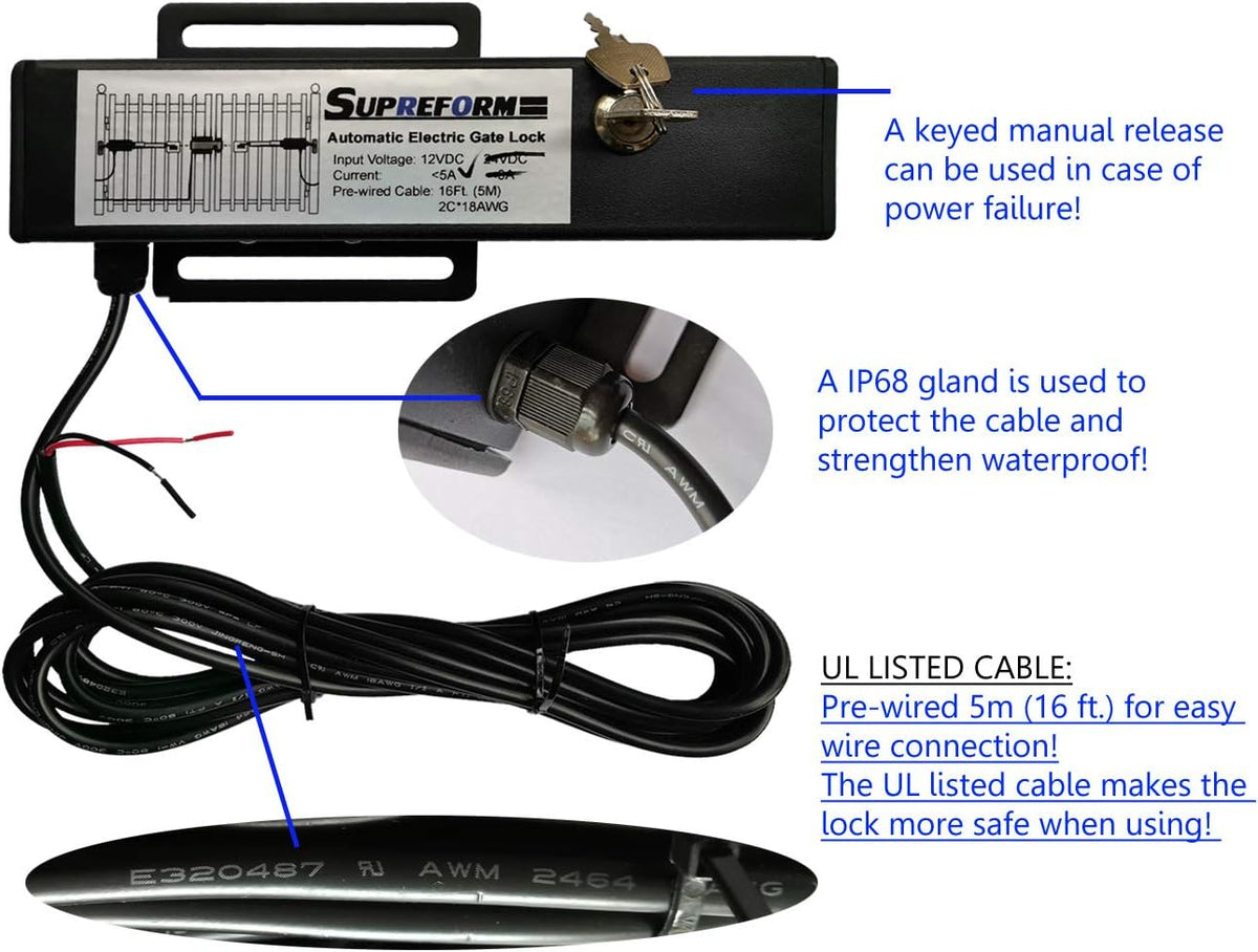 12VDC Outdoor Automatic Electric Gate Lock H812