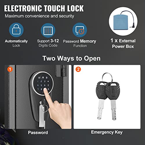 6-8 Rifles Gun Safe with Fingerprint & Digital Keypad Lock B3299