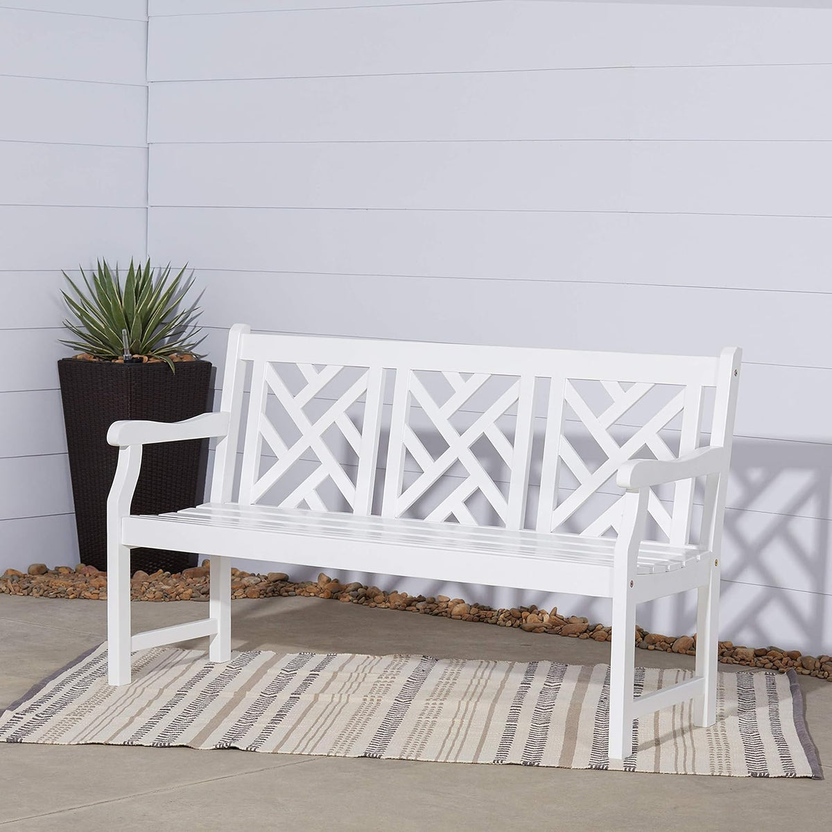 White Acacia Wooden Bench U27940