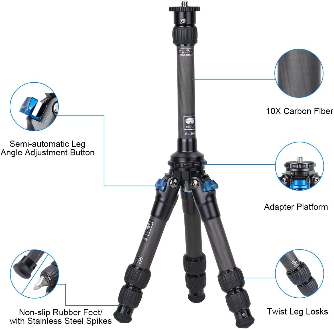 Carbon Fiber Mini Tripod with Center Column A80405