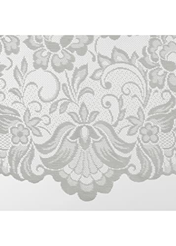 Ivory Embroidered Floral Lace Window Curtain Swag Pair 72" x 32" Y954