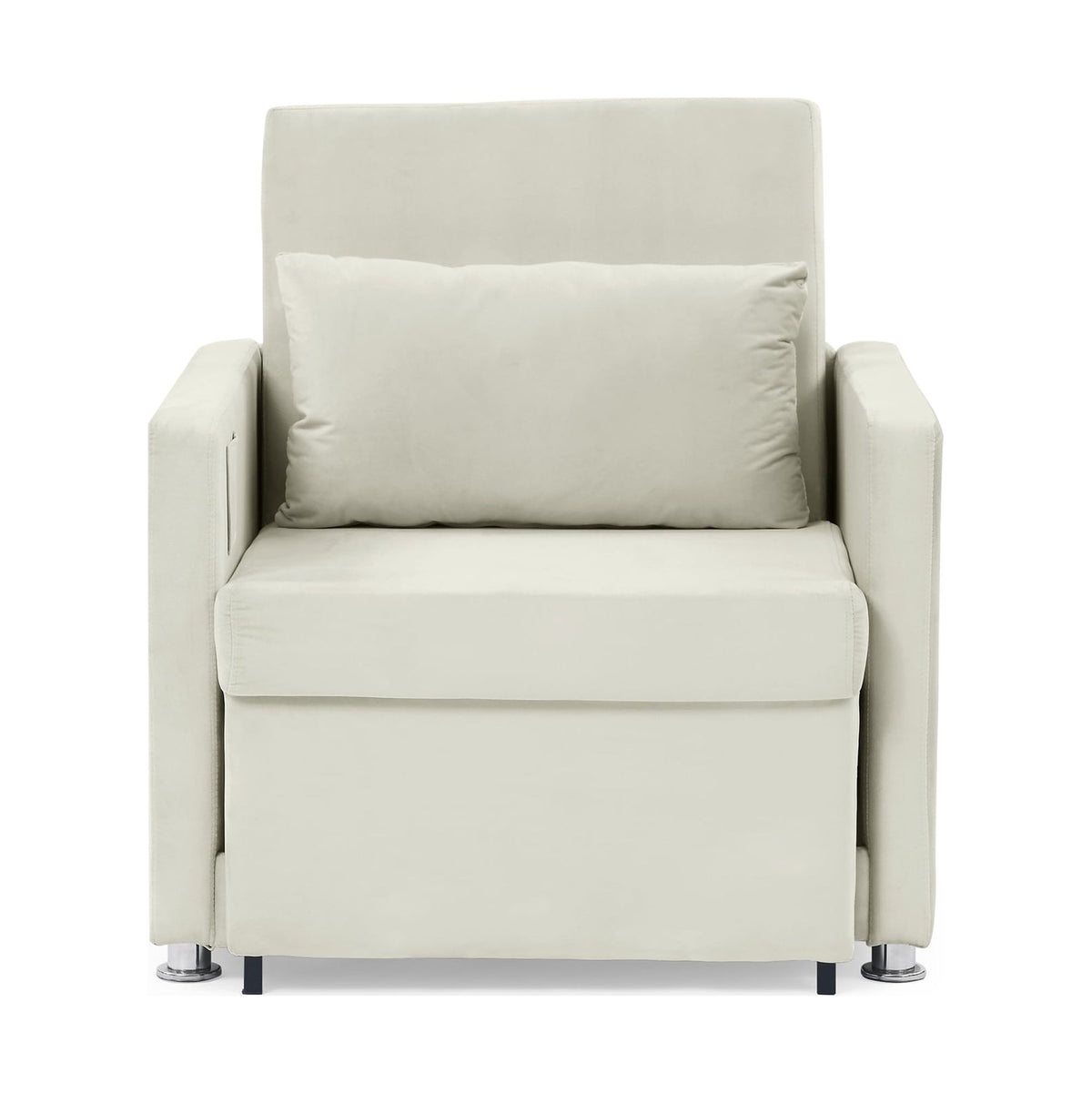 Beige Velvet Convertible Chair Bed Y277917