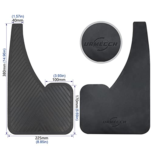 Black Rubber Mud Flaps (4 Pack) with Fastener Rivet Clips M3707