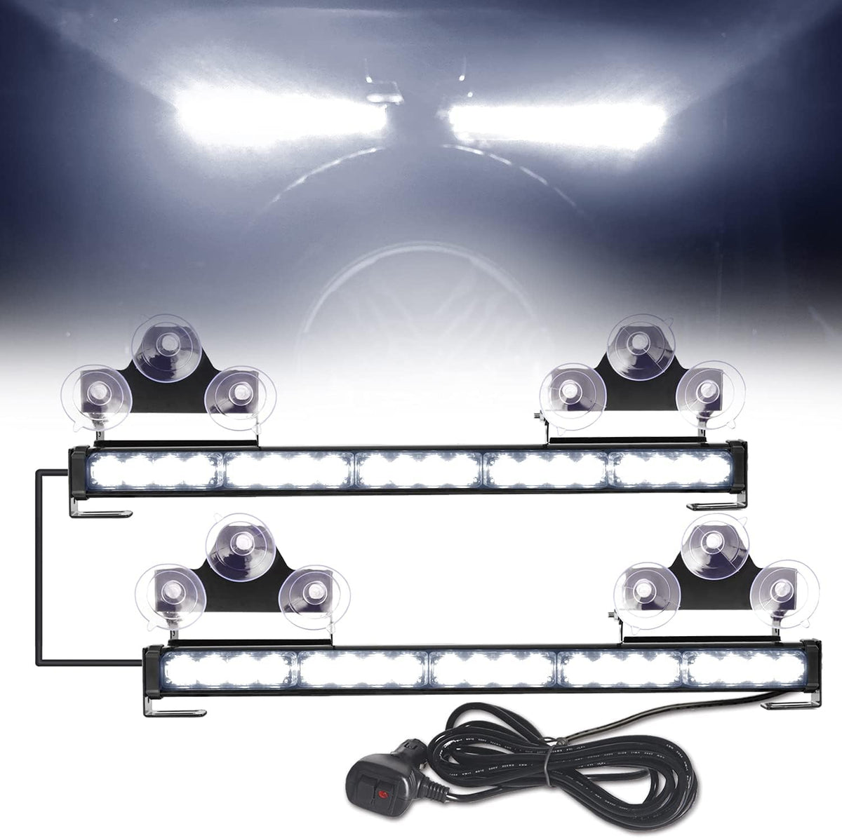2 in 1 Emergency Flashing LED Traffic Advisor Strobe Light Bar Amber/White R73443