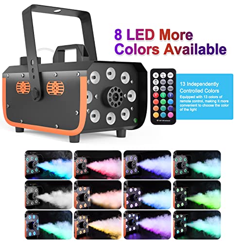 500W Fog Machine with 2 Remotes and 8 LED Lights J234943